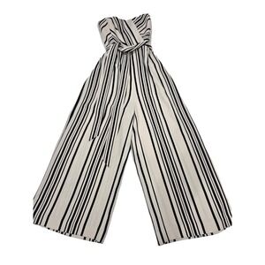 H&M Strapless Black White Stripe Jumper Wide Leg Summer Resort  Sz 6